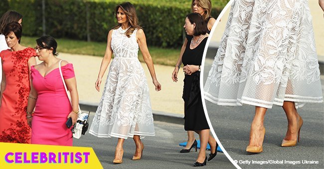 Melania Trump stuns in $7,500 white see-through dress at NATO cocktail party