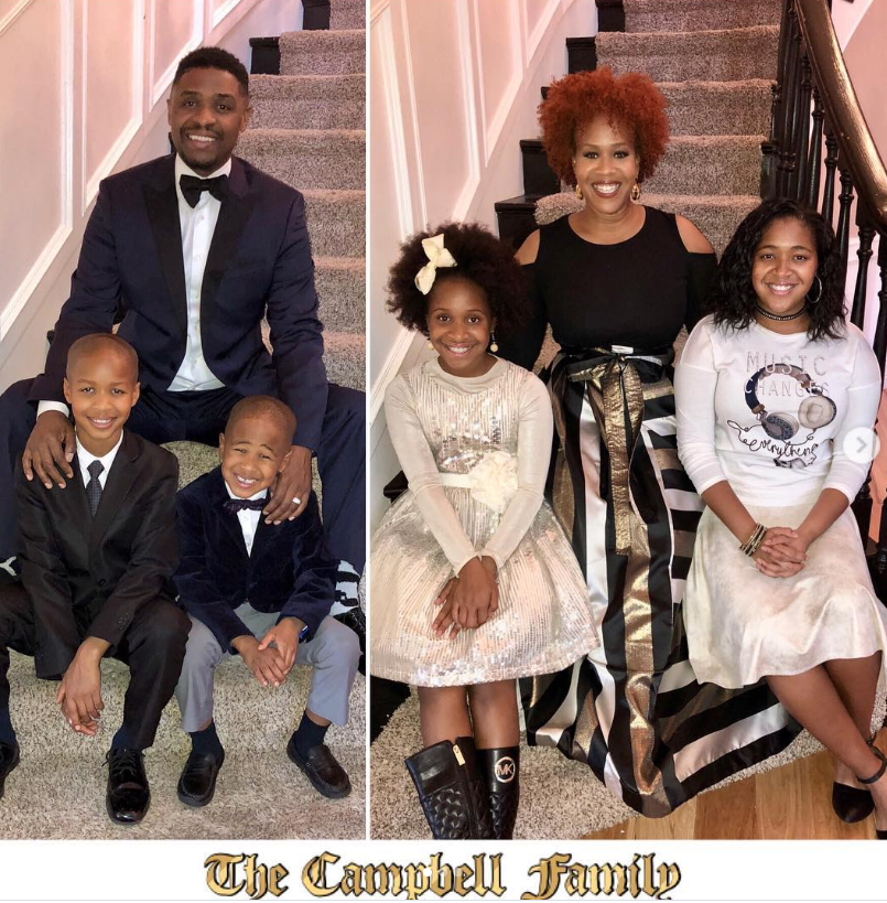 Tina and Glendon "Teddy" Campbell with their children in a photo from December 16, 2018 | Source: Instagram/teddyandtina