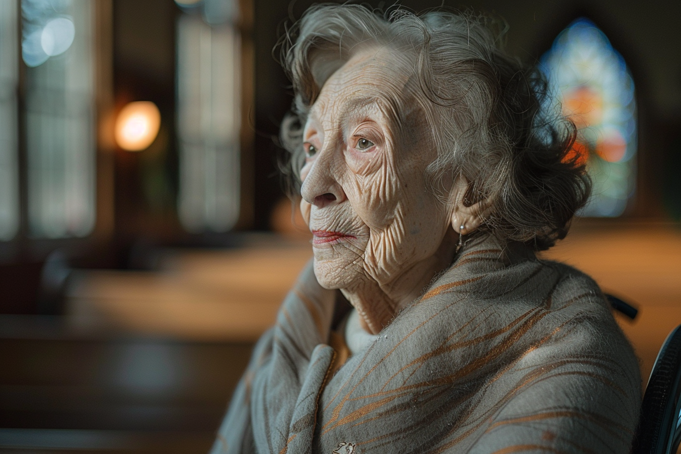 Close-up of an older woman in a wheelchair | Source: Midjourney