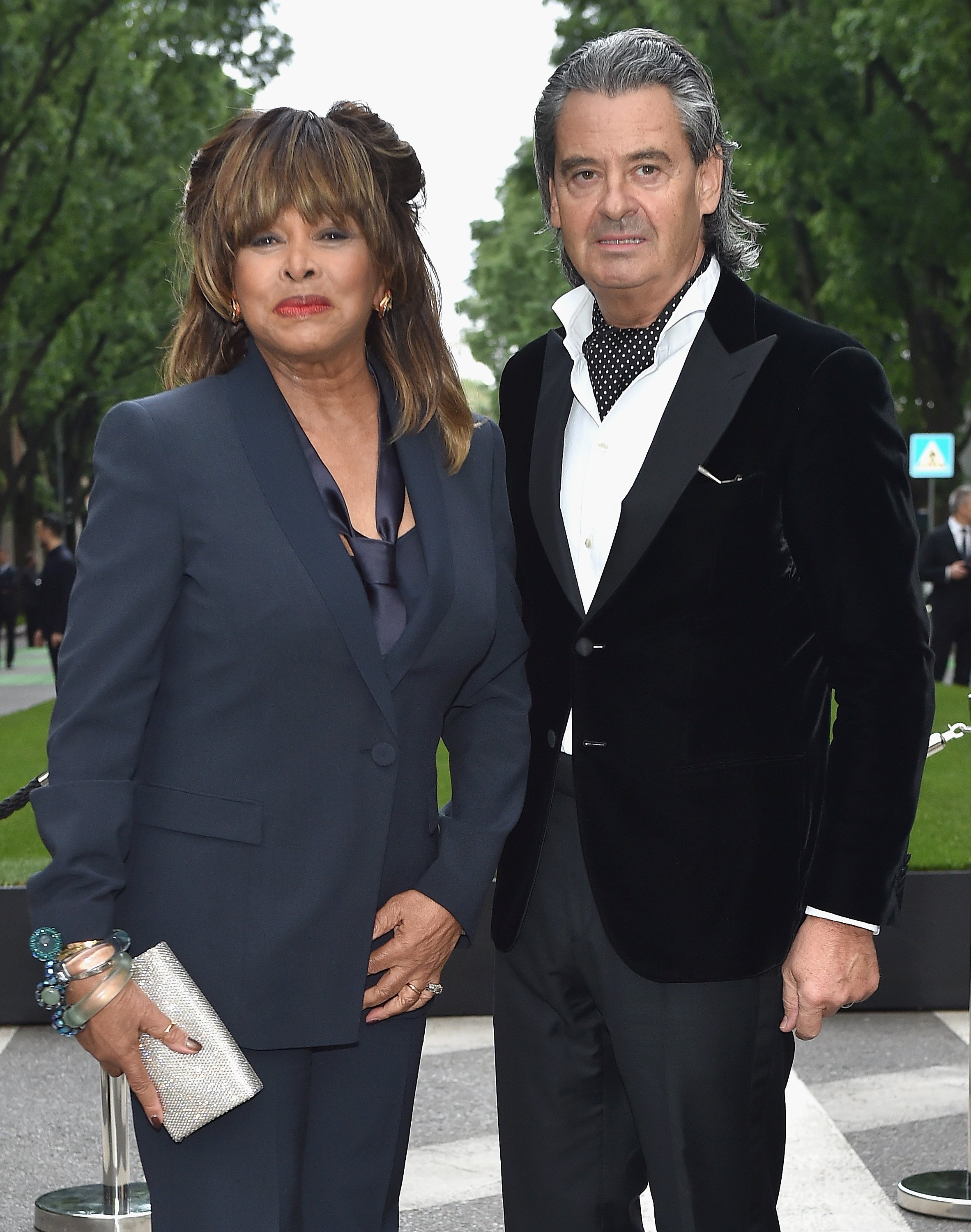 Tina Turner and Erwin Bach at the Giorgio Armani 40th Anniversary Silos Opening And Cocktail Reception on April 30, 2015 in Milan, Italy. | Source: Getty Images