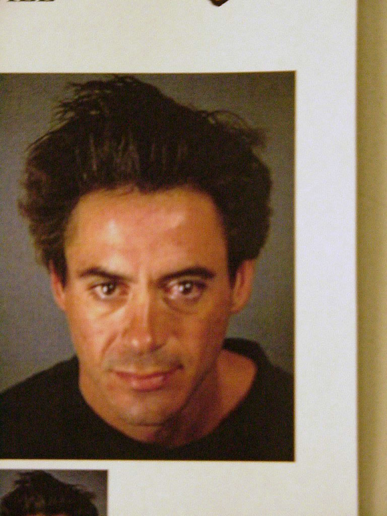 Robert Downey Jr.'s mugshot following his arrest at the Merv Griffin Resort in November 2000 | Source: Getty Images