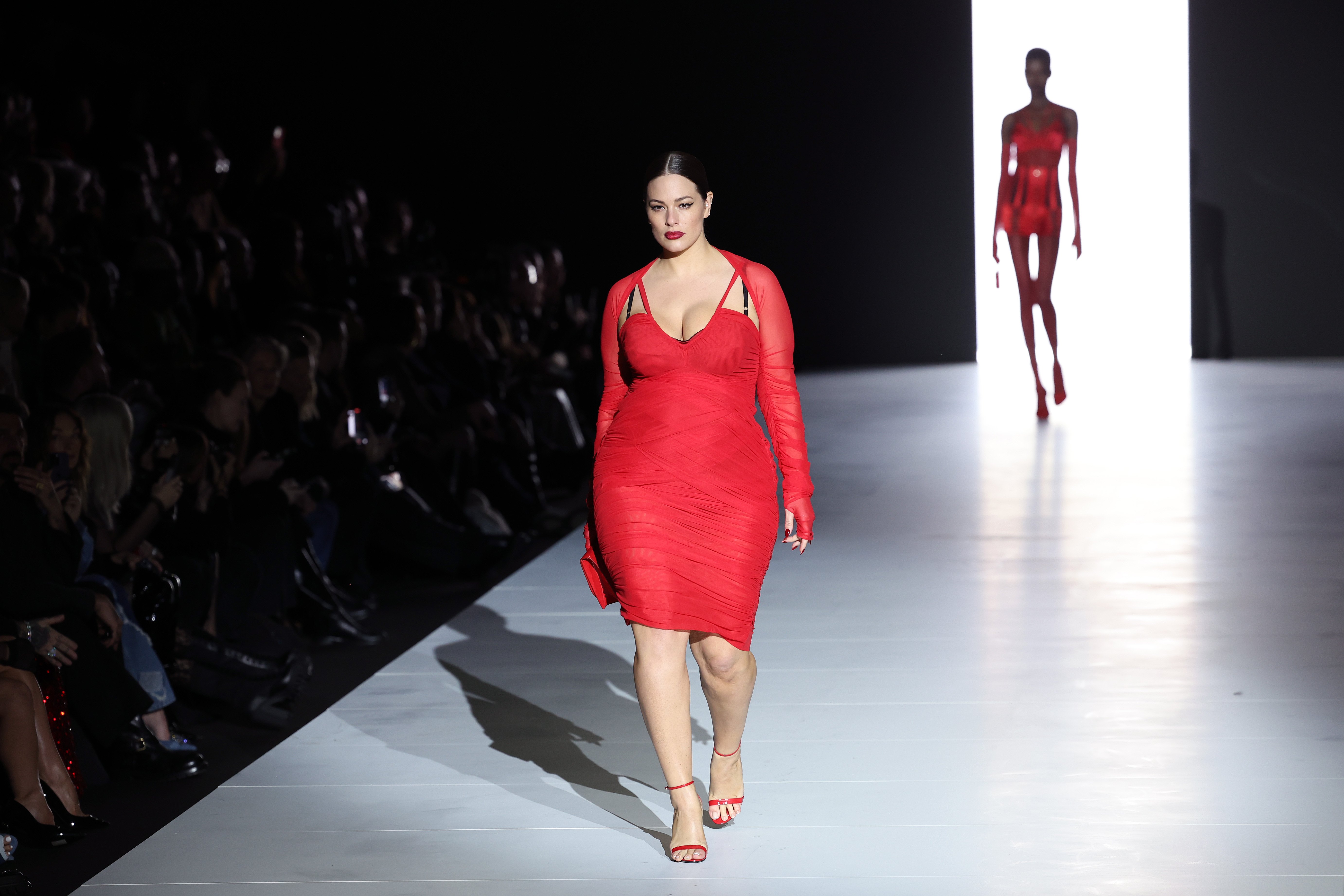 Ashley Graham walks the runway at the Dolce & Gabbana fashion at the Milan Fashion Week Womenswear Fall/Winter on February 25, 2023 in Milan, Italy. | Source: Getty Images
