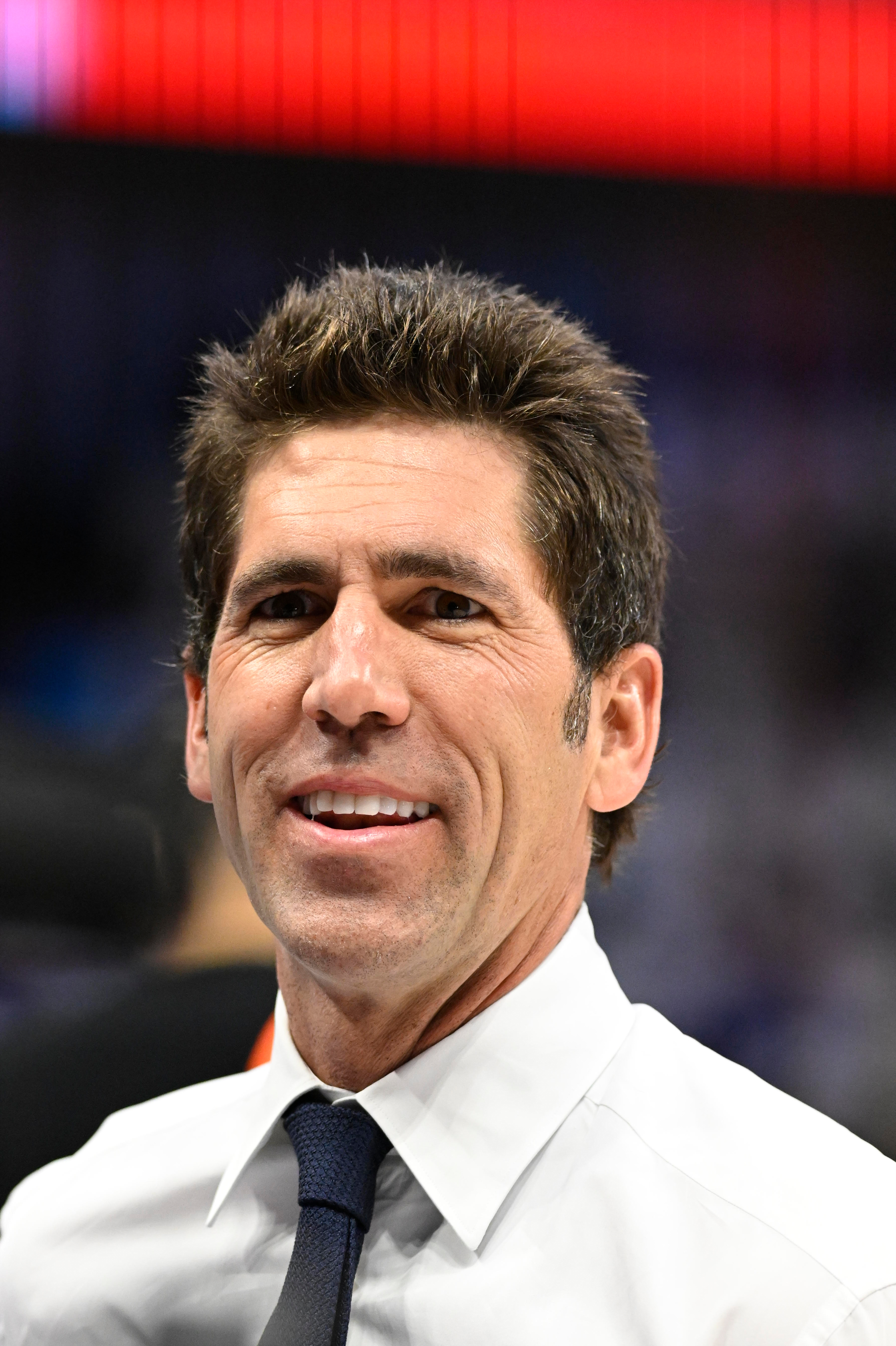 Bob Myers looks on versus Dallas Mavericks at American Airlines Center Game 4 on May 24, 2022, in Dallas, Texas. | Source: Getty Images