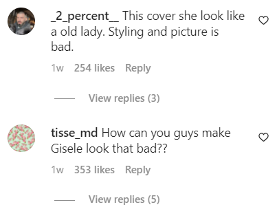 Comments from Vogue Italia cover of Gisele Bündchen | Source: Instagram.com/Vogueitalia