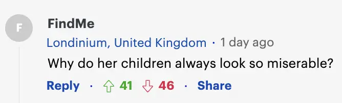 A screenshot of a thought-provoking comment on Angelina Jolie's parenting. | Source: DailyMail