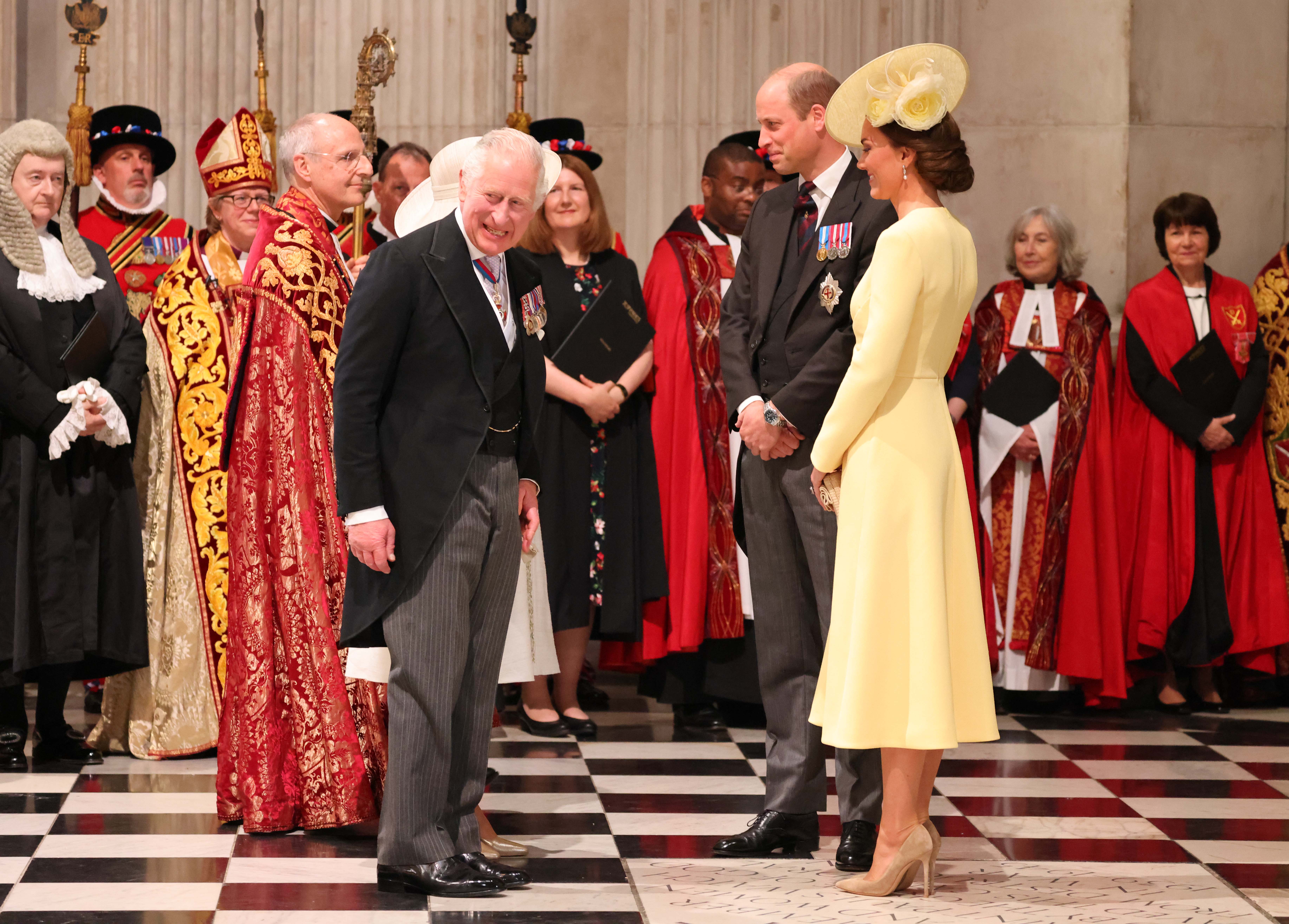 King Charles III, Princess Catherine, and Prince William at St Paul's cathedral for the service of thanksgiving for the Queen. on June 3, 2022 in London, England | Source: Getty Images