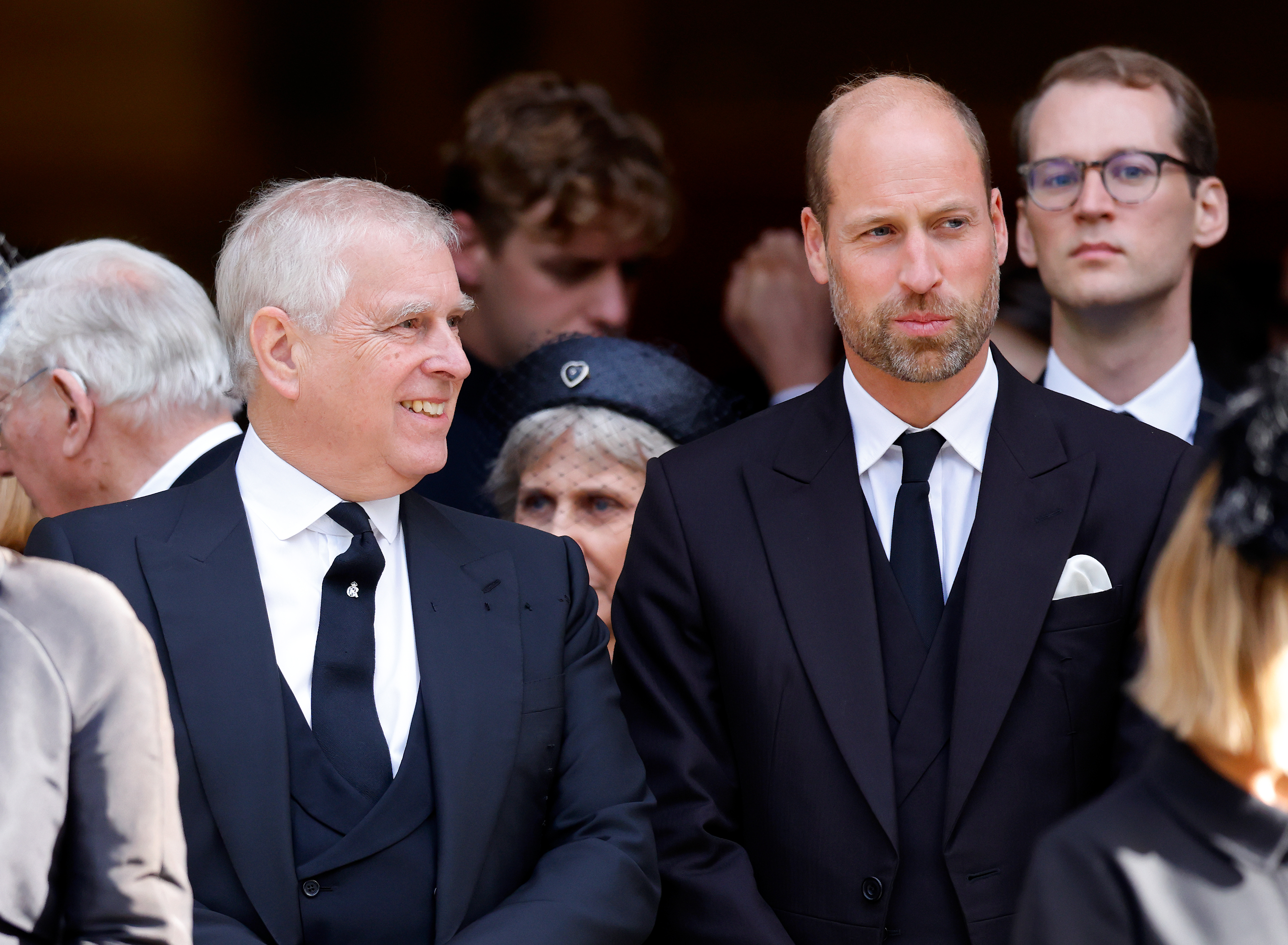 Ex-Prince Andrew and Prince William attend Katharine, Duchess of Kent's Requiem Mass service at Westminster Cathedral on September 16, 2025 in London, England. | Source: Getty Images