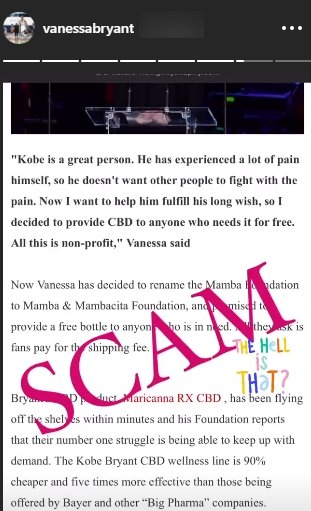 Kobe Bryant's wife Vanessa responds to fake news about their legacy. | Source: Instagram/vanessabryant
