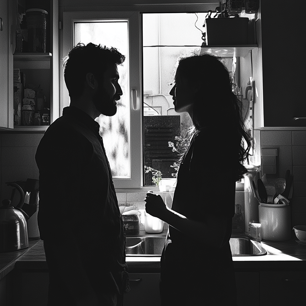 Couple talking in the kitchen | Source: Midjourney