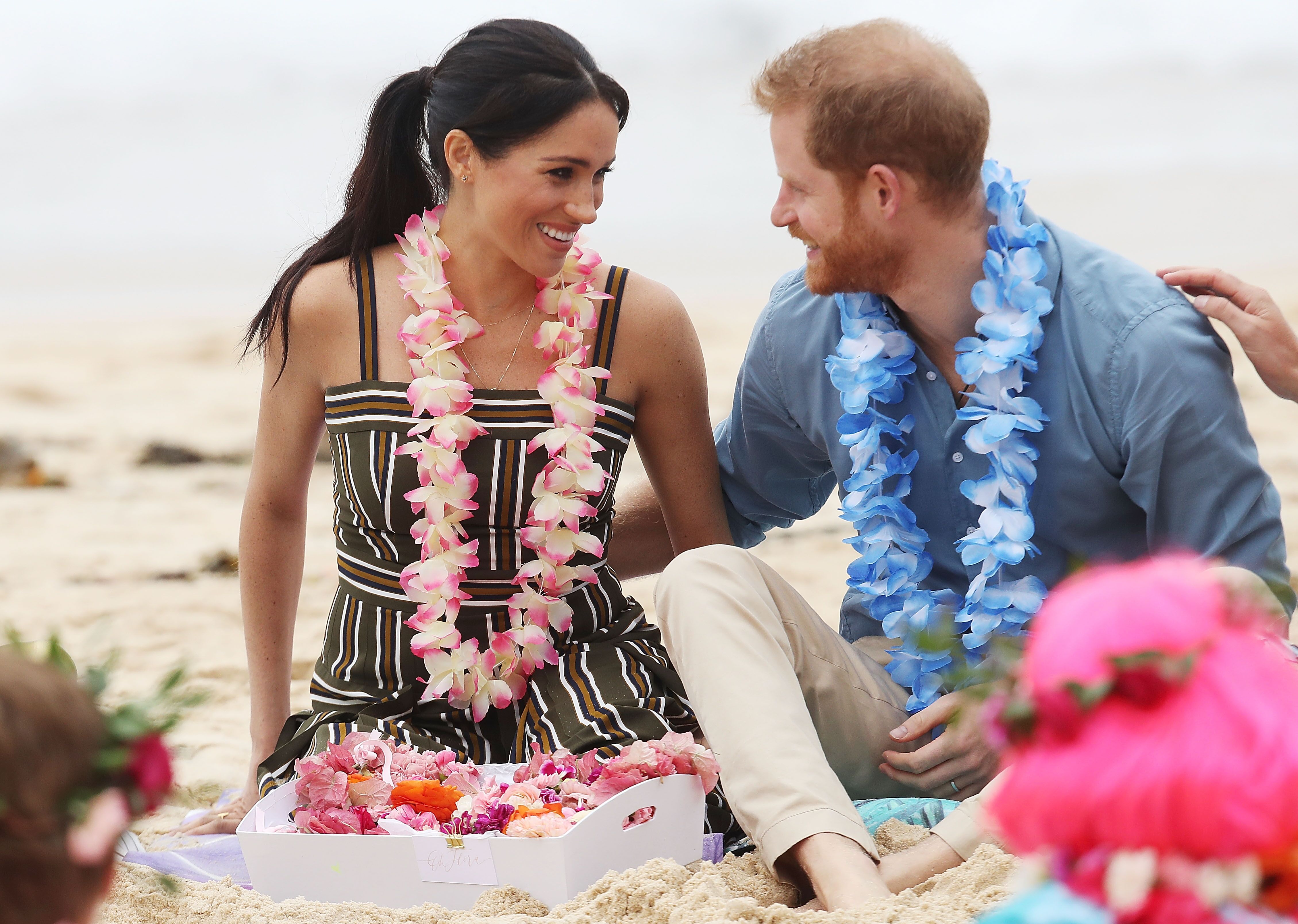 Meghan Markle and Prince Harry during a trip to the beach | Source: Getty Images/GlobalImagesUkraine