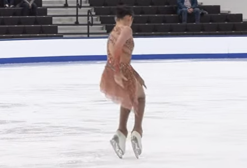 Jinna Han performs her routine during the Novice Women Free Skate at the 2025 Eastern Sectional Singles Final, dated November 2017, 2024 | Source: YouTube/@USFigureSkating