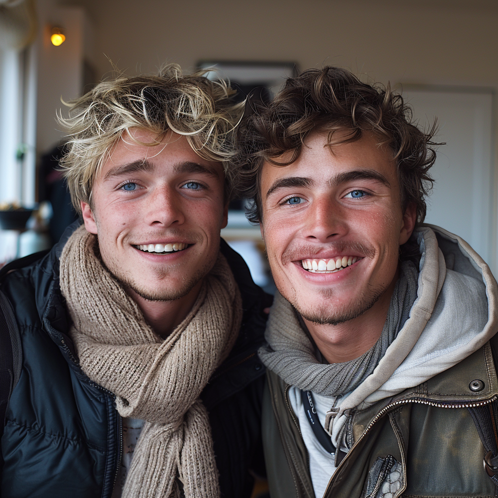Two smiling young men | Source: Midjourney