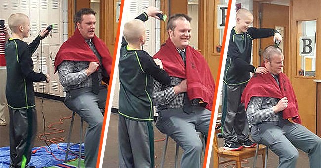 Youngster shaves his principal's head and the duo teach his peers a lesson. | Source: facebook.com/paula.pollock.7
