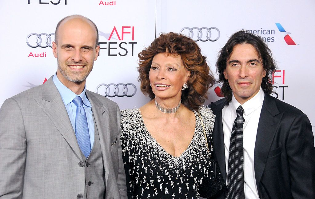 Edoardo Ponti, Sophia Loren, and Carlo Ponti Jr. during the AFI FEST 2014 at Dolby Theatre on November 12, 2014, in Hollywood, California. | Source: Getty Images