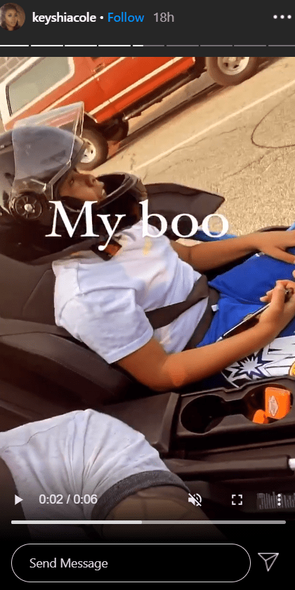 Stills from a video of Keyshia Cole and her son, Daniel Gibson Jr. together on a car ride. | Photo: Instagram/@keyshiacole