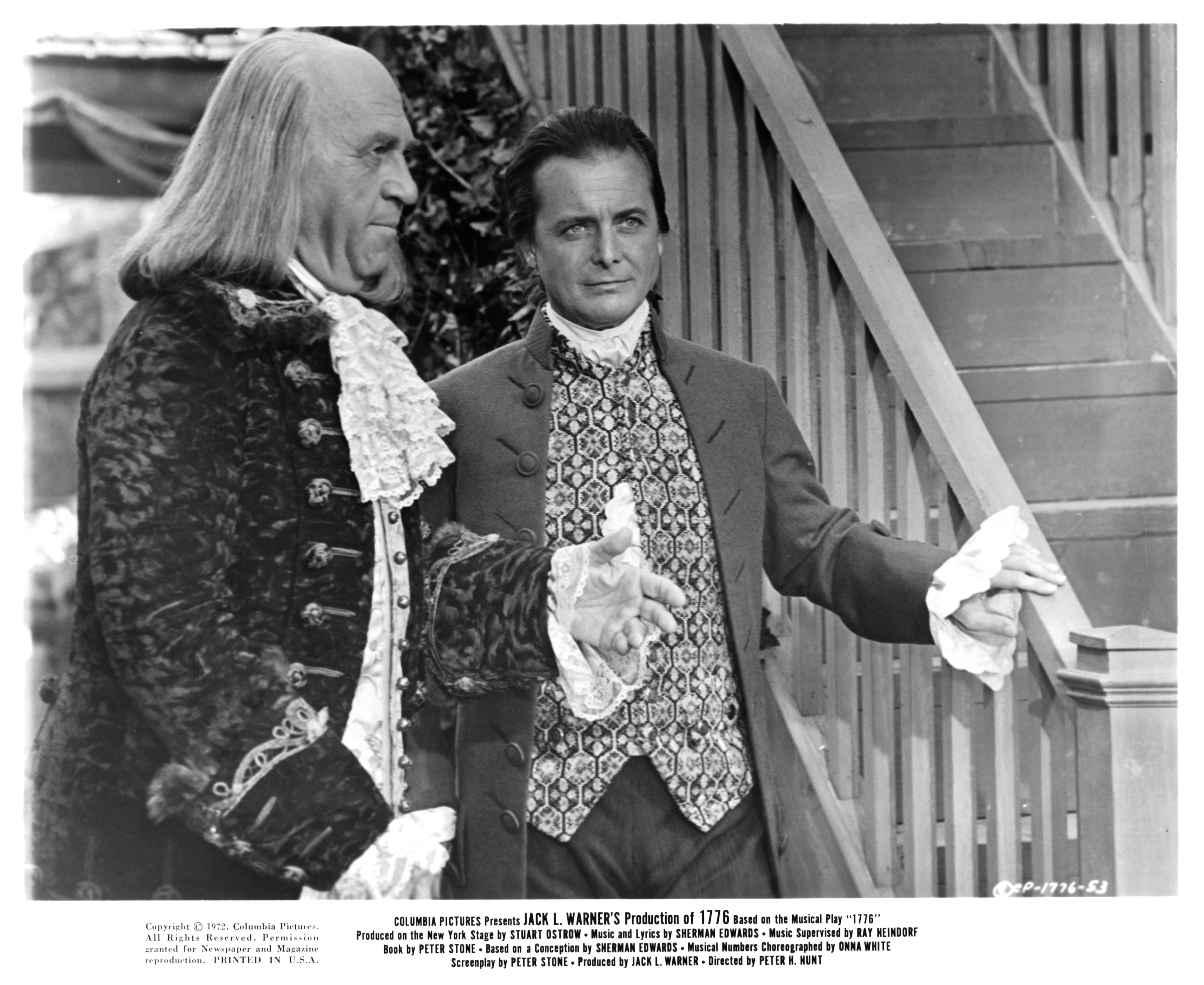 Howard Da Silva and William Daniels on set of "1776," circa 1972. | Source: Getty Images