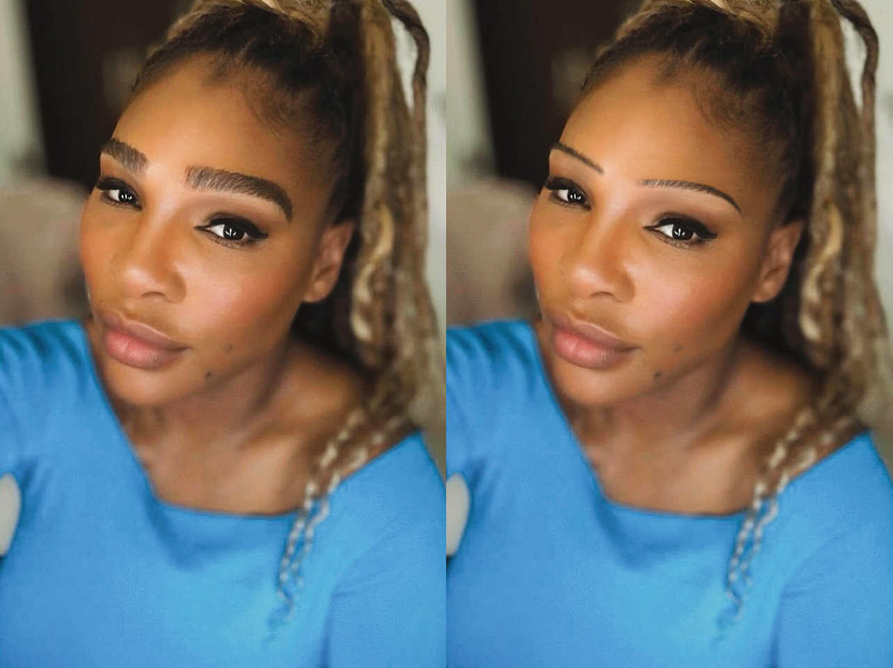 Serena Williams signature brows from 2024 vs a digitally edited thin-brow look | Source: Instagram/serenawilliams