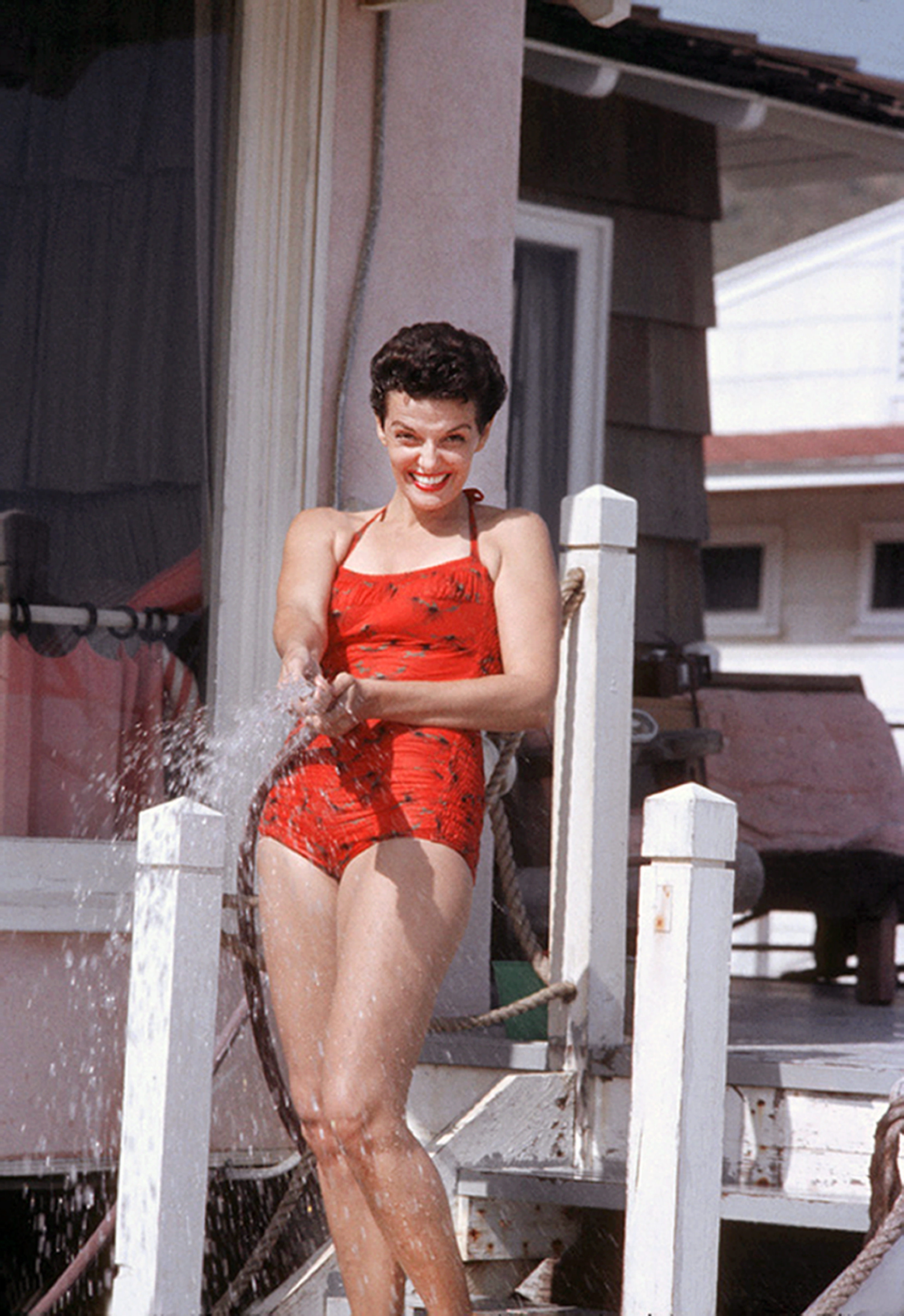 Jane Russell photographed in a bathing suit in 1957 | Source: Getty Images