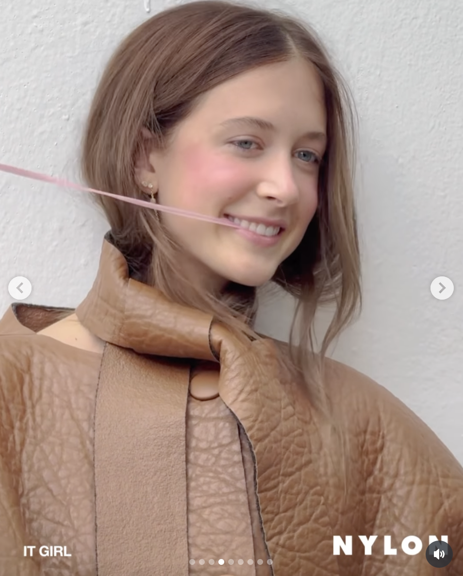 Sunday Rose gives a playful expression while modeling for her first fashion magazine shoot, dated August 6, 2025 | Source: Instagram/nylonmag