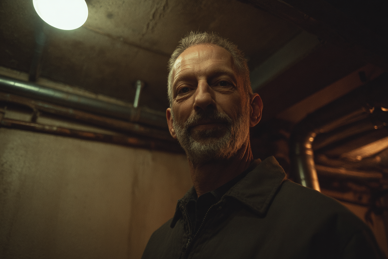 A man standing in a basement | Source: Midjourney
