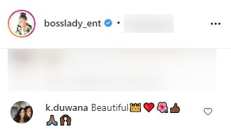 A screenshot of a comment from a fan on Shante Broadus' Instagram post | Photo: Instagram/bosslady_ent