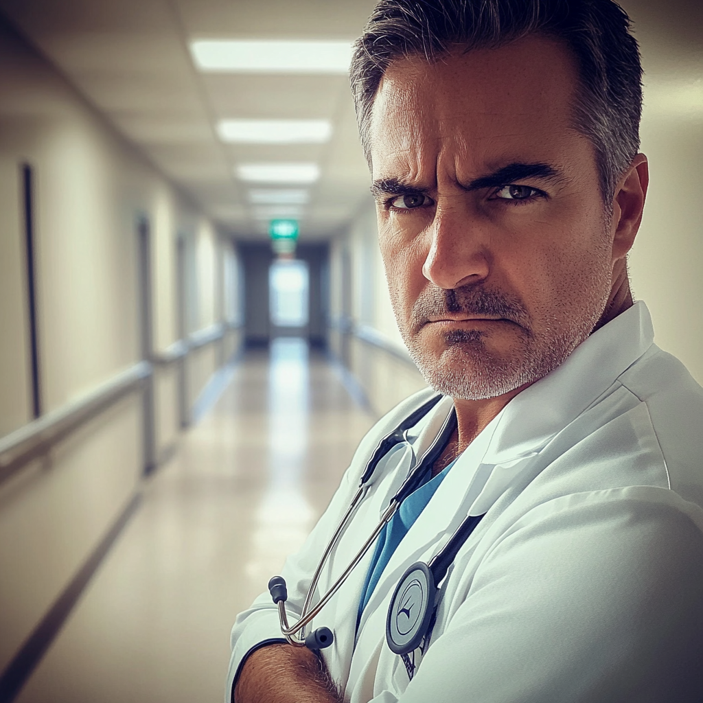 A close up of an angry doctor | Source: Midjourney