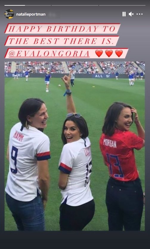 Natalie Portman and Eva Longoria sharing a sporting moment while she wished Longoria a happy birthday | Photo: Instagram / natalieportman