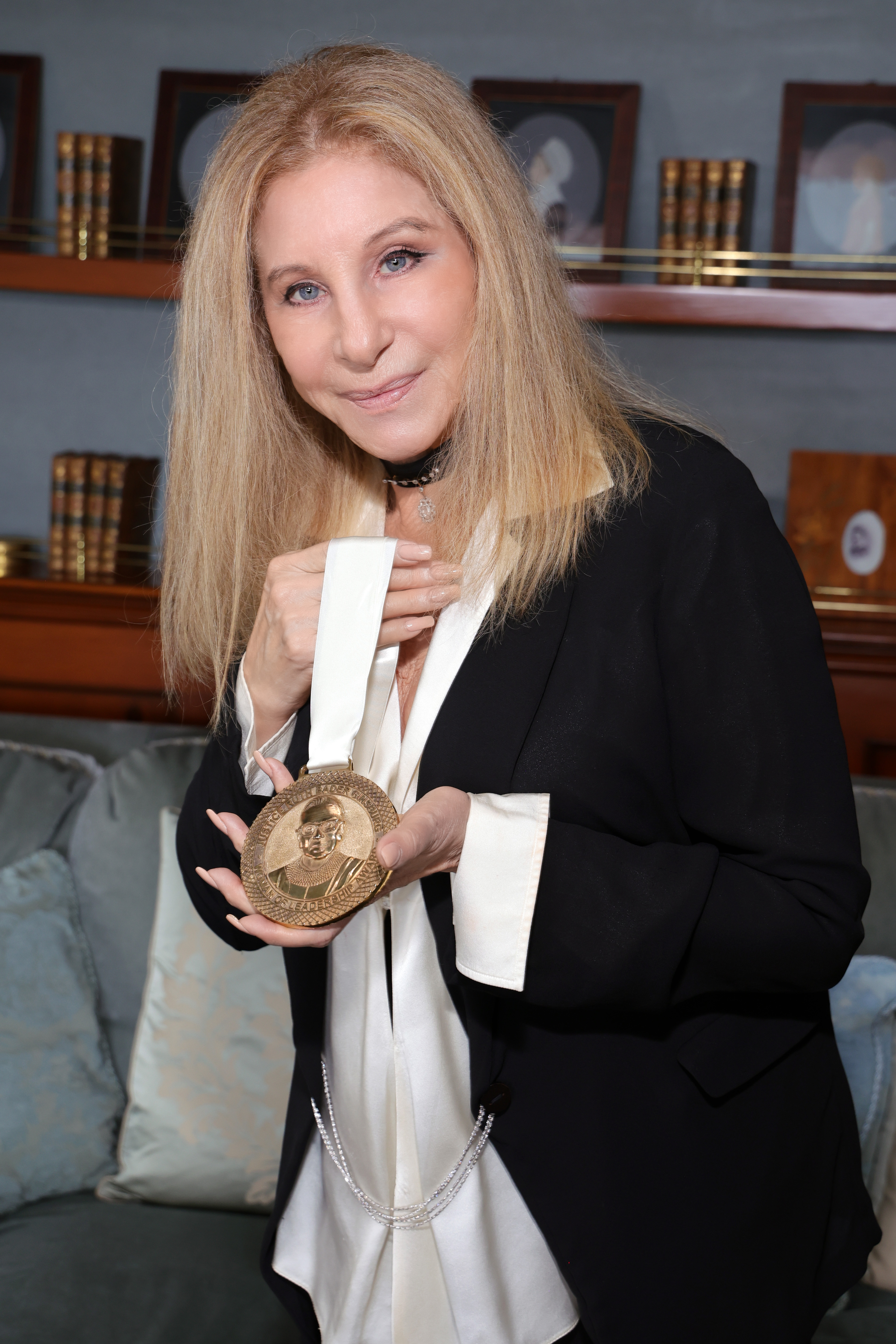 Barbra Streisand receives The Justice Ruth Bader Ginsburg Woman of Leadership Award in Malibu, California, on July 1, 2023. | Source: Getty Images