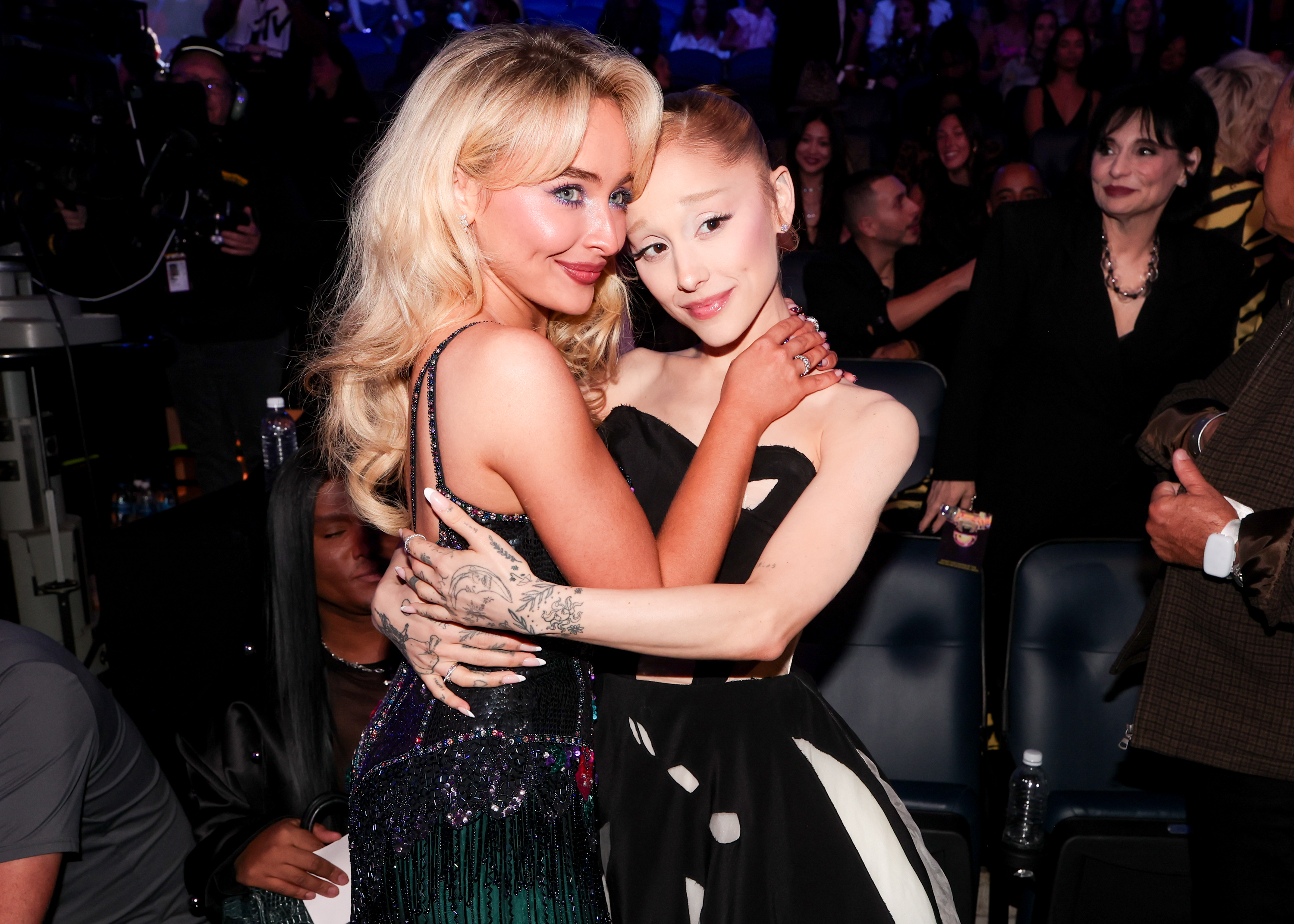 Ariana Grande and Sabrina Carpenter are at the MTV Video Music Awards held at UBS Arena in New York on September 7, 2025 | Source: Getty Images