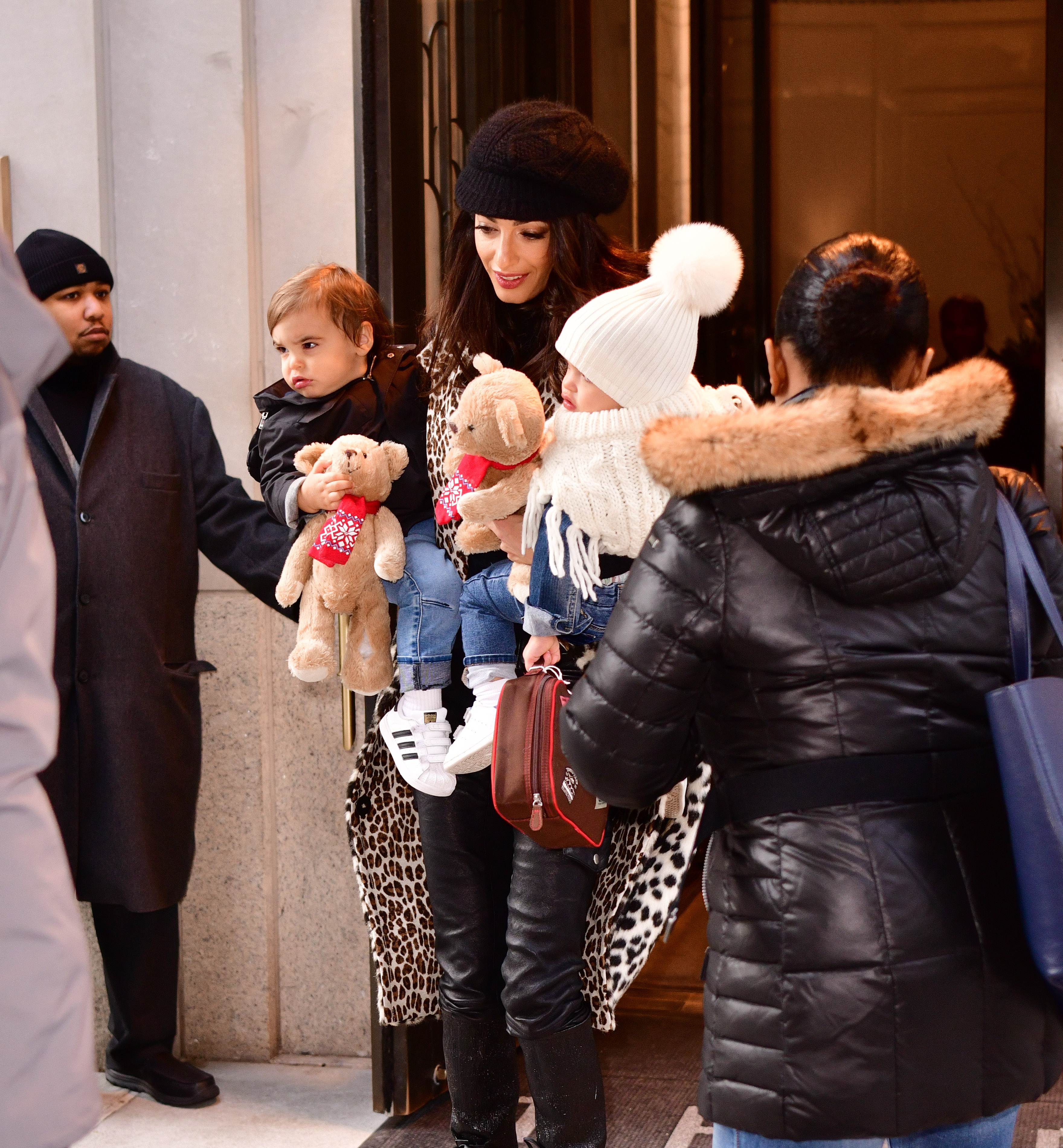 Amal Clooney seen with her children Alexander and Ella in New York City  on December 6, 2018 | Source: Getty Images