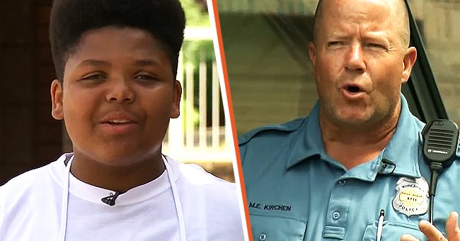 Jaequan Faulkner [left]; Bike Cops for Kids officer [right]. │Source: youtube.com/KARE 11