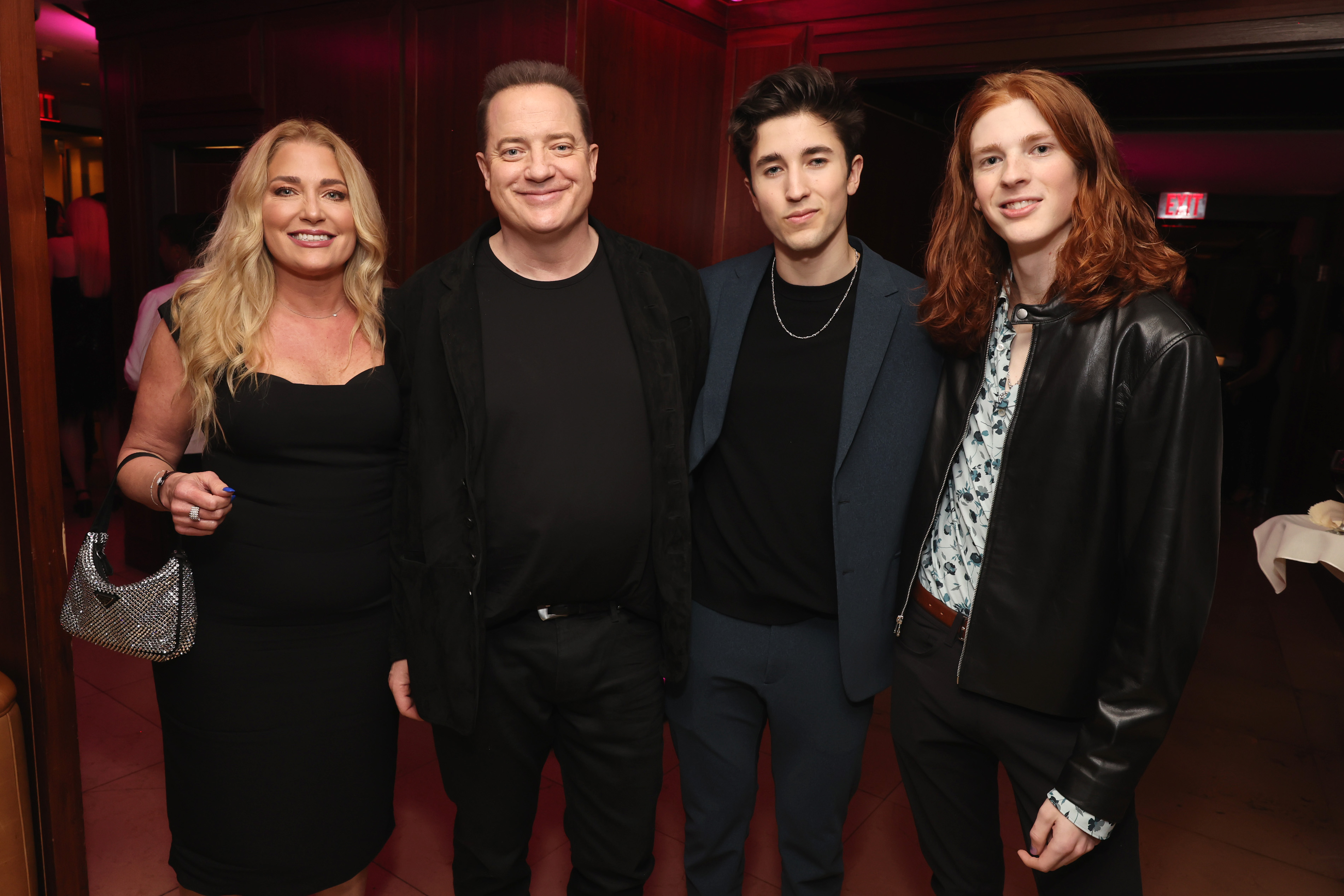 Afton Smith, Brendan Fraser, Holden Fletcher Fraser, and Leland Francis Fraser at the CAA Pre-Oscar Party on March 10, 2023 in Los Angeles, California. | Source: Getty Images
