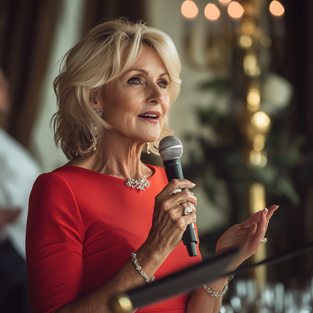 A woman giving a speech | Source: Midjourney