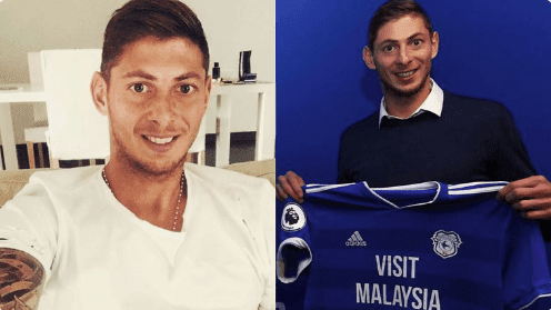 Photo d'Emiliano Sala montrant son maillot de Cardiff | Twitter/Sky Sports News Photo d'Emiliano Sala montrant son maillot de Cardiff | Twitter/Sky Sports News