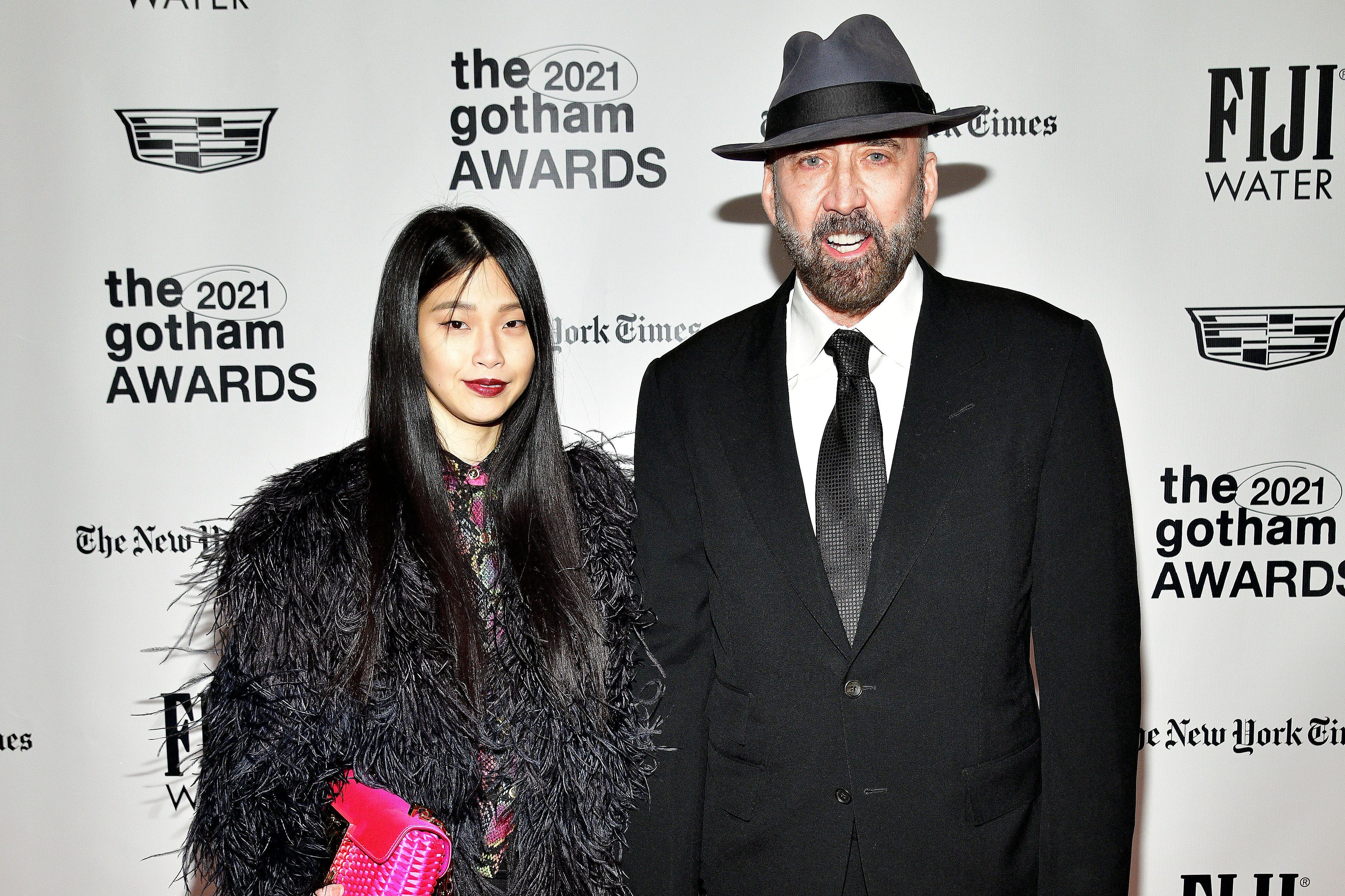 Riko Shibata and Nicolas Cage attending the 2021 Gotham Awards at Cipriani Wall Street on November 29, 2021 in New York City. / Source: Getty Images