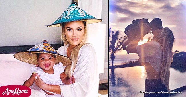 Khloé Kardashian reveals underboob from a tiny crop-top in photo with daughter 