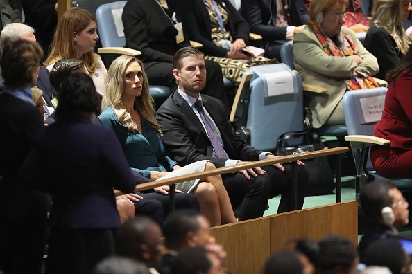 Eric and Lara Trump listen as U.S. President Donald Trump speaks at the United Nations General Assembly on September 25, 2018, in New York City.| Photo:GettyImages