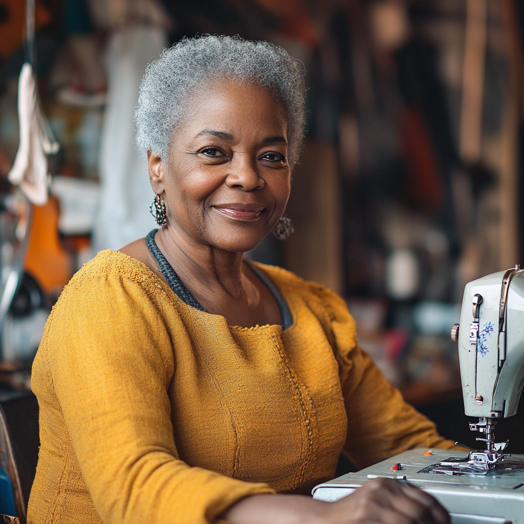 A woman with a sewing machine | Source: Midjourney