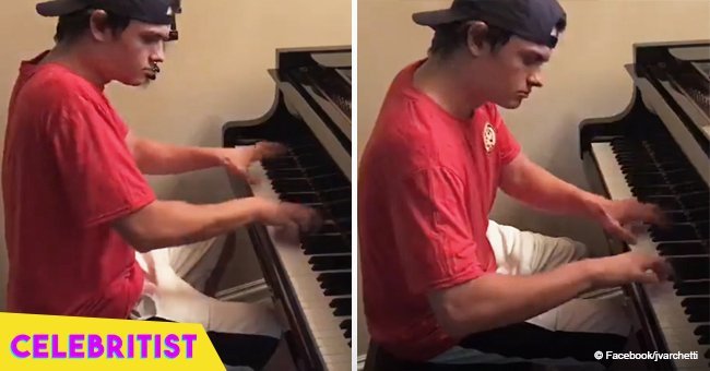 Pizza delivery guy stuns the family as he walks in and sits down at their piano