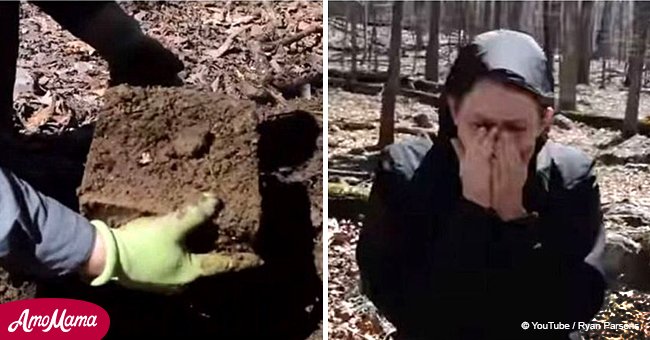 Couple find buried box in the woods. They look closer and see quotes from the Bible