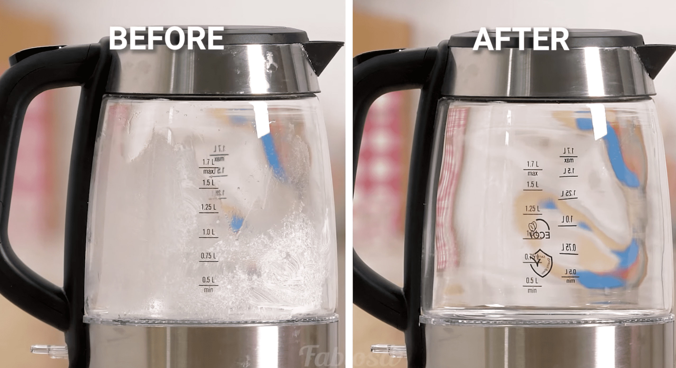 Kettle covered in limescale versus a clean kettle | Source: YouTube.com/Fabiosa Best Lifehacks