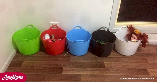 Mom uses 5 buckets to make her kids clean their clutter, and this hack went viral among parents