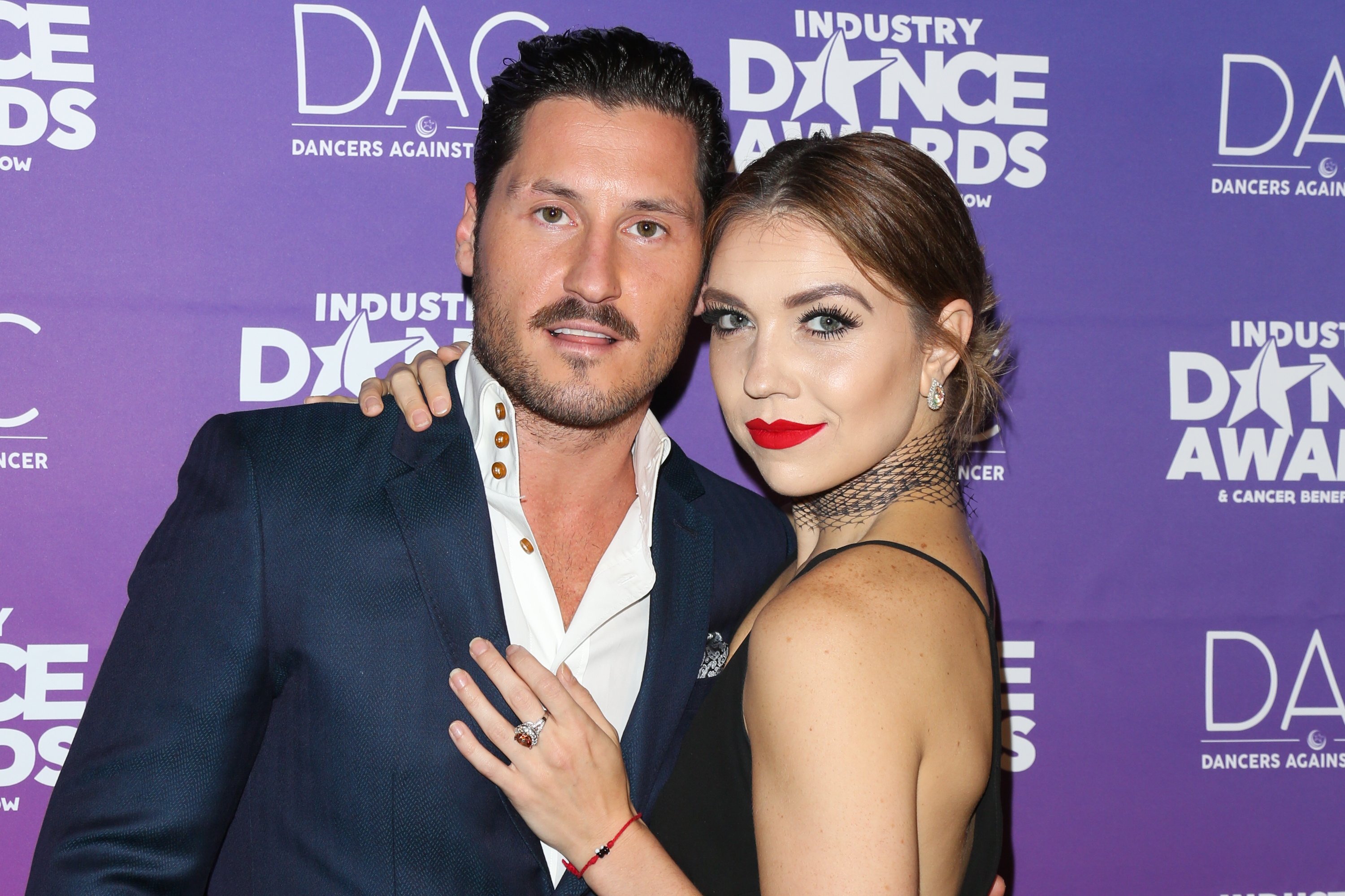 Val Chmerkovskiy and his wife, Jenna Johnson attending the 2017 Industry Dance Awards in Hollywood, on August 16, 2017. | Photo: Getty Images.  