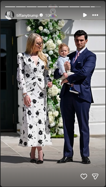 Tiffany, Alexander Trump, and Michael Boulos, from a story dated April 6, 2026 | Source: Instagram/tiffanytrump