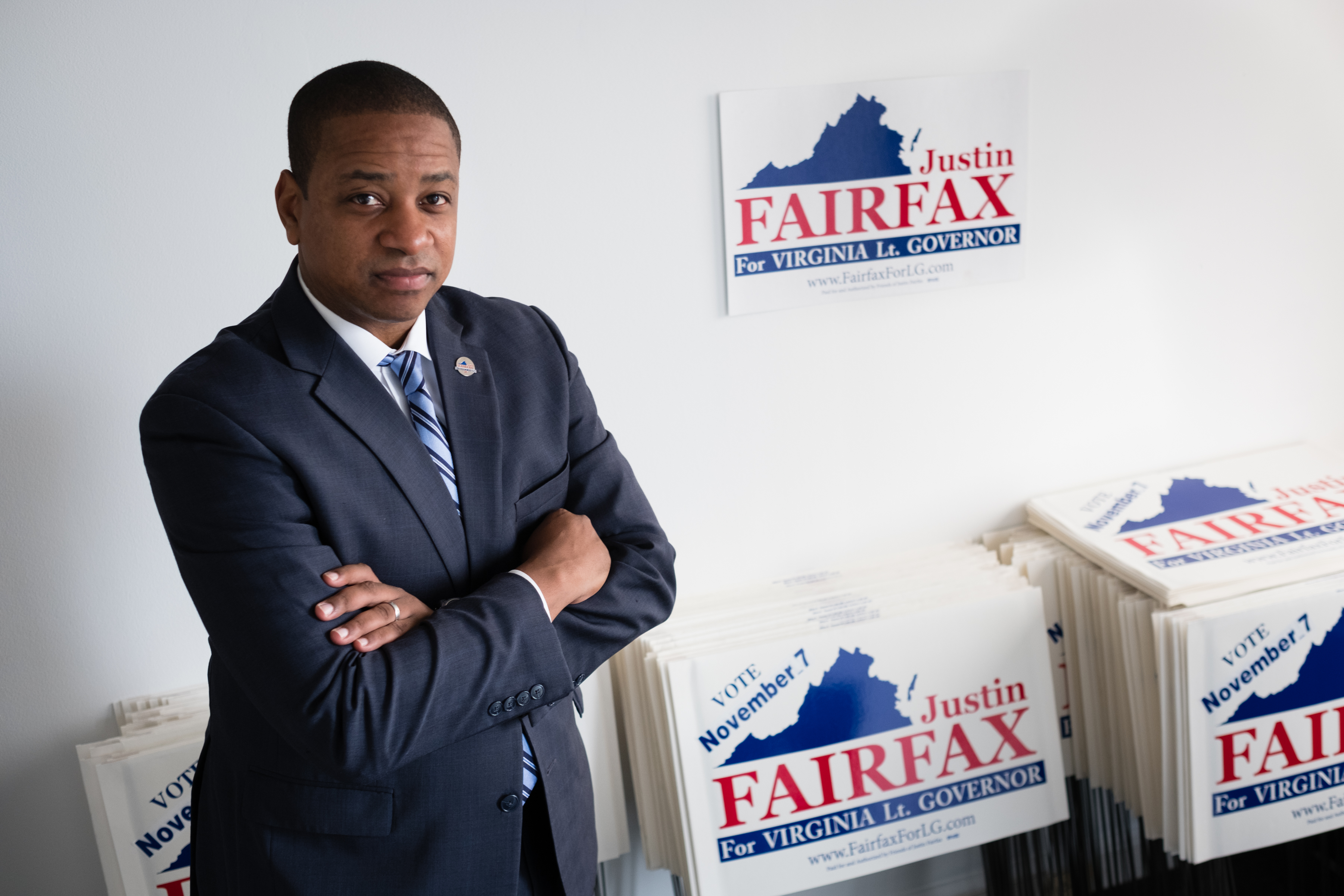 Justin Fairfax, the Democratic candidate for Virginia lieutenant governor is pictured during an interview at his campaign headquarters in Arlington, VA on Wednesday September 13, 2017. | Source: Getty Images