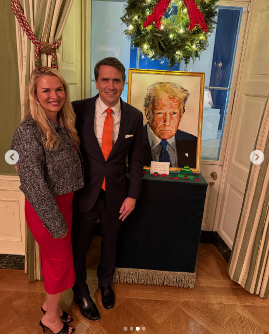 Todd and Kristine Blanche at a Christmas party at the White House, from a post dated December 6, 2025 | Source: Instagram/kristineblanchephd