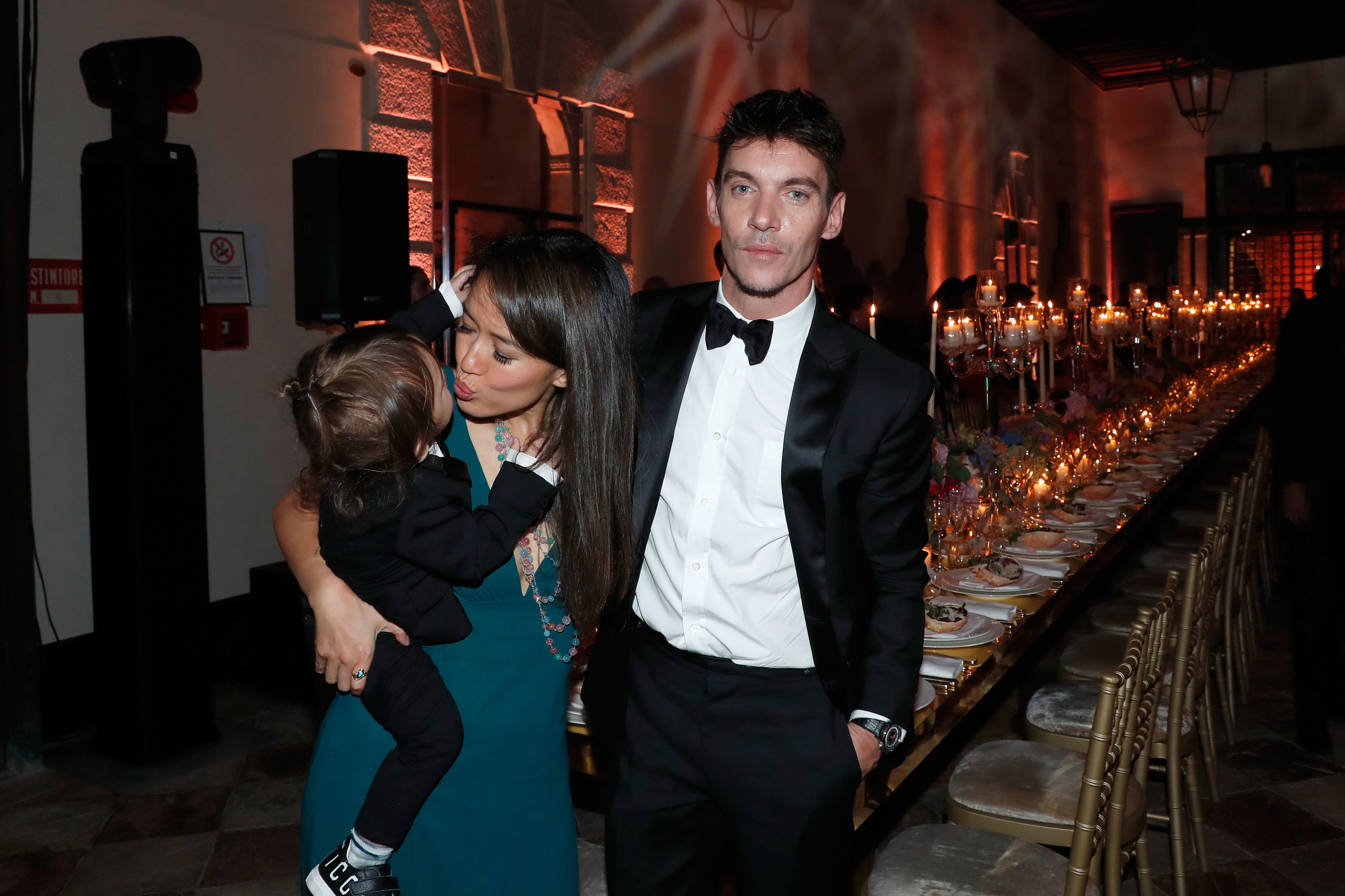 Jonathan Rhys-Meyers, his wife Mara Lane and their son Wolf at the Celebrazione Party By Chopard and Generali to honor The 75th Venice Film Festival in 2018 in Venice | Source: Getty Images