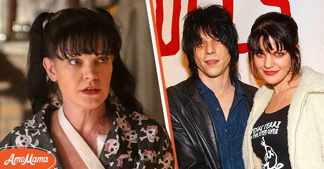 Pauley Perrette as Abby Scuito on an episode of “NCIS” on April 5, 2018, in Los Angeles, and her with her husband Coyote Shivers at the premiere of "Down and Out With the Dolls" on March 11, 2003, at CineSpace in Hollywood, California | Photos: Patrick McElhenney/CBS & Vince Bucci/Getty Images