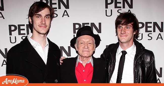 Marston Hefner, Hugh Hefner, and Cooper Hefner on November 17, 2010 in Beverly Hills, California | Source: Getty Images 