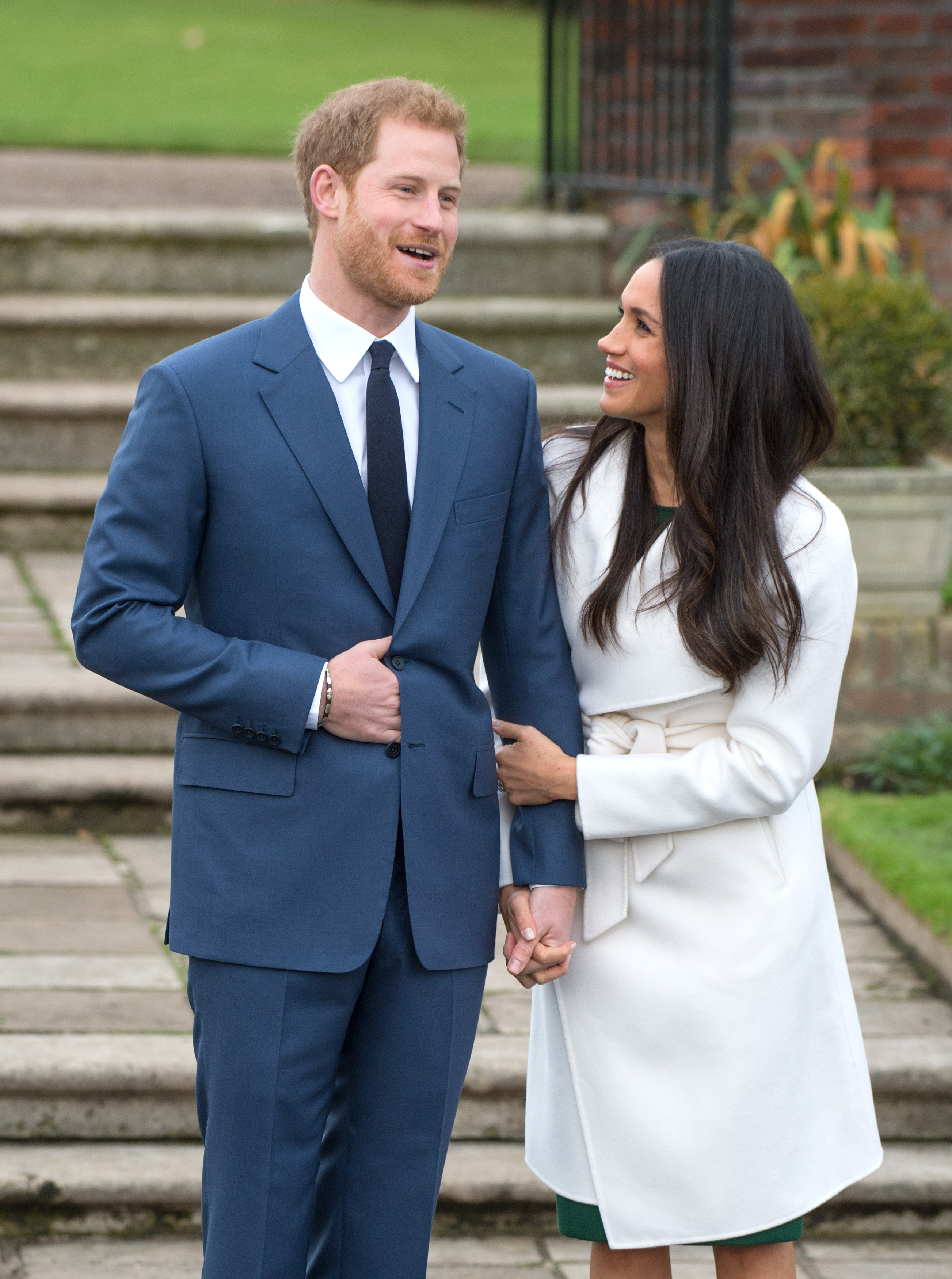 Prince Harry and Meghan Markle attend a photocall in the Sunken Gardens on November 27, 2017, in London, England. | Source: Getty Images